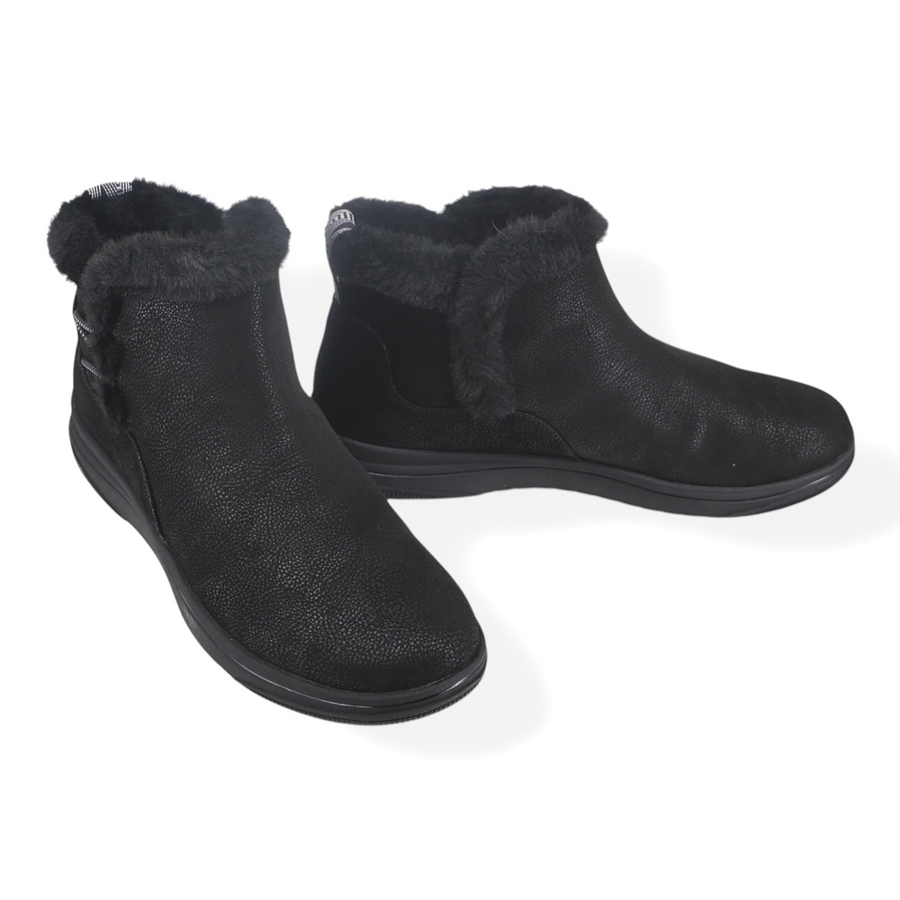 Clarks Cloudsteppers Breeze Fur Black Combi Faux Fur Ankle Bootie Womens‎ Size 9